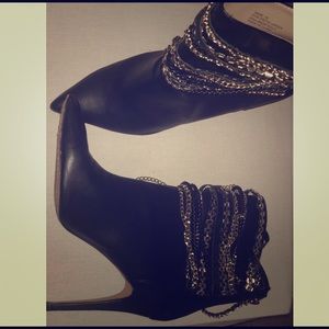 Chained black booties